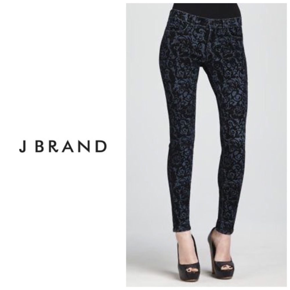 J Brand brocade flocked skinny leg jeans